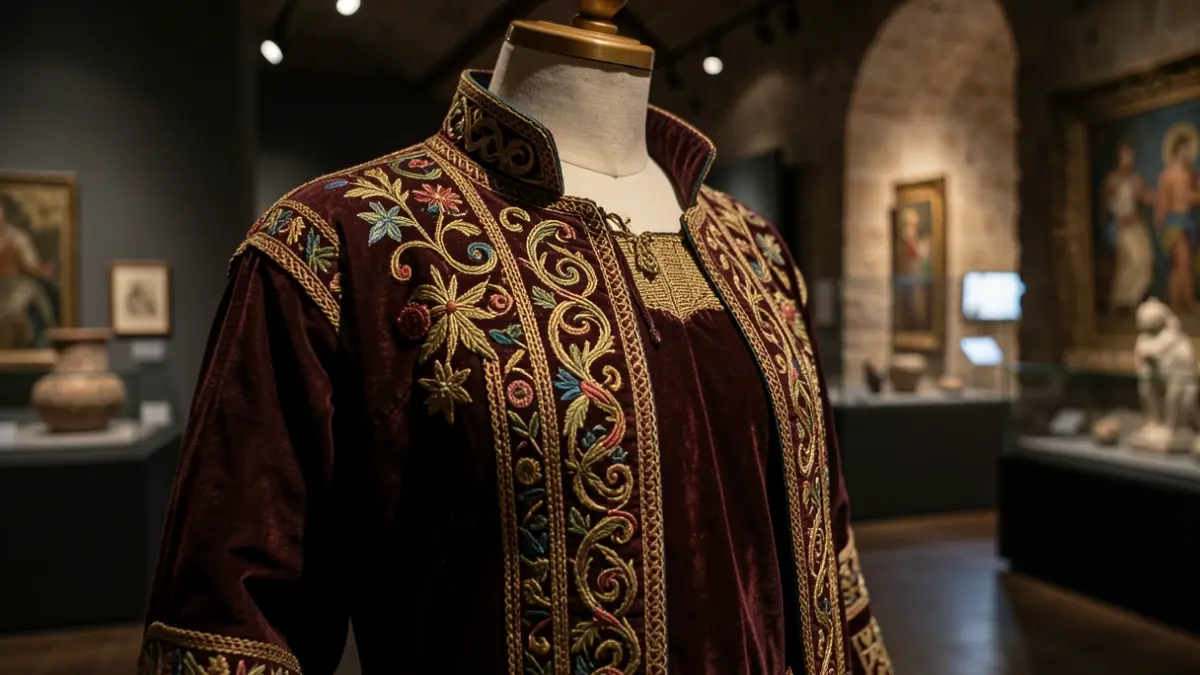 Imagen genérica de un traje histórico diseñado por Pedro Marco en una sala de exposiciones.