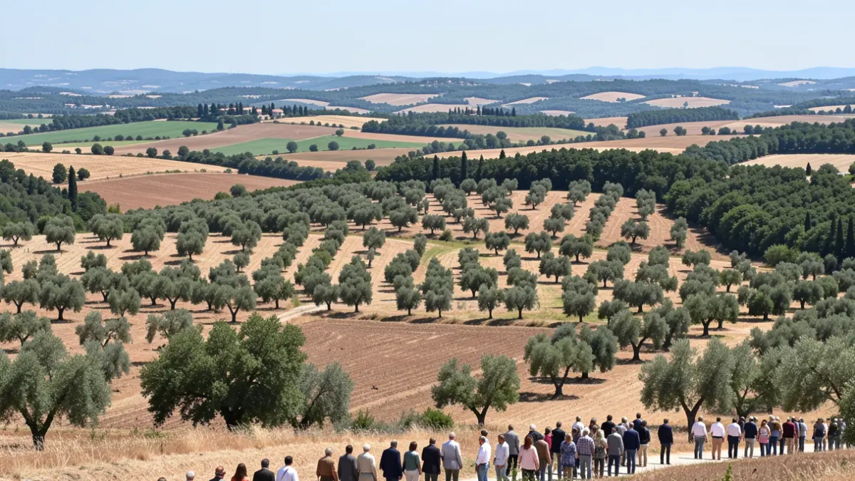 Generic image of cultivated fields and forest as a fire prevention measure.