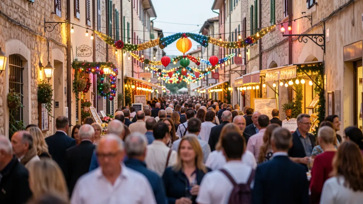 Imagen genérica de una fiesta popular en la calle con ambiente festivo.