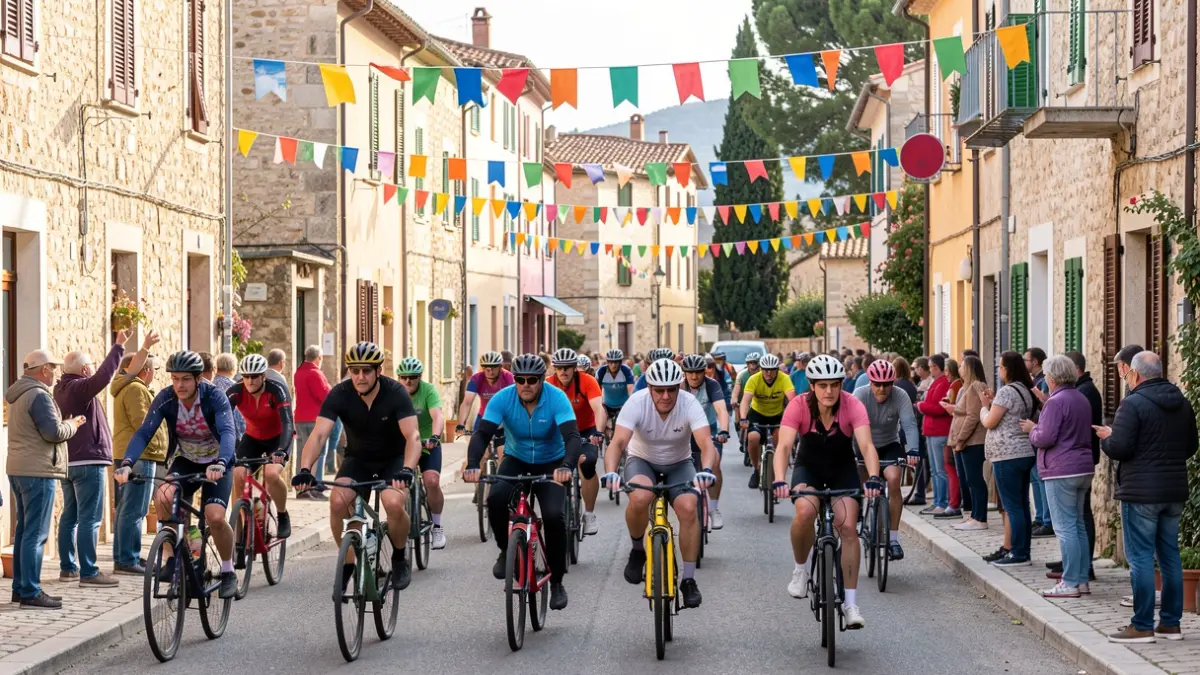 Generic image of a popular cycling ride in a Mediterranean town.