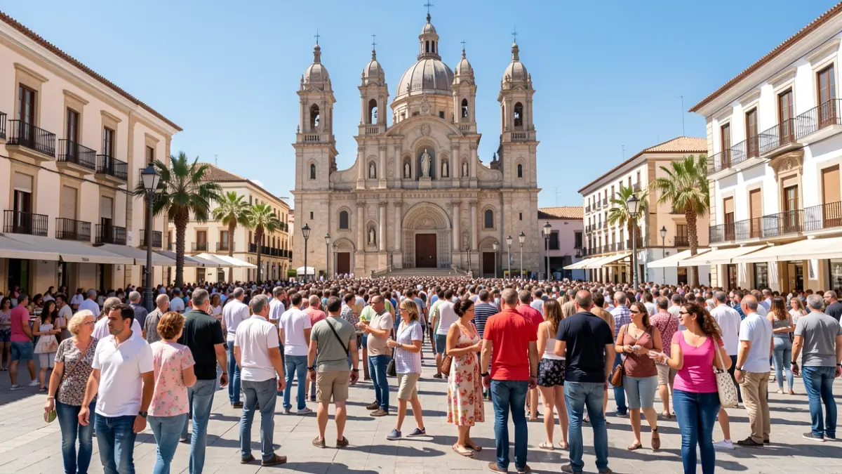 Imatge genèrica de la Plaça de la Verge a València plena de gent gaudint d'un dia assolellat.