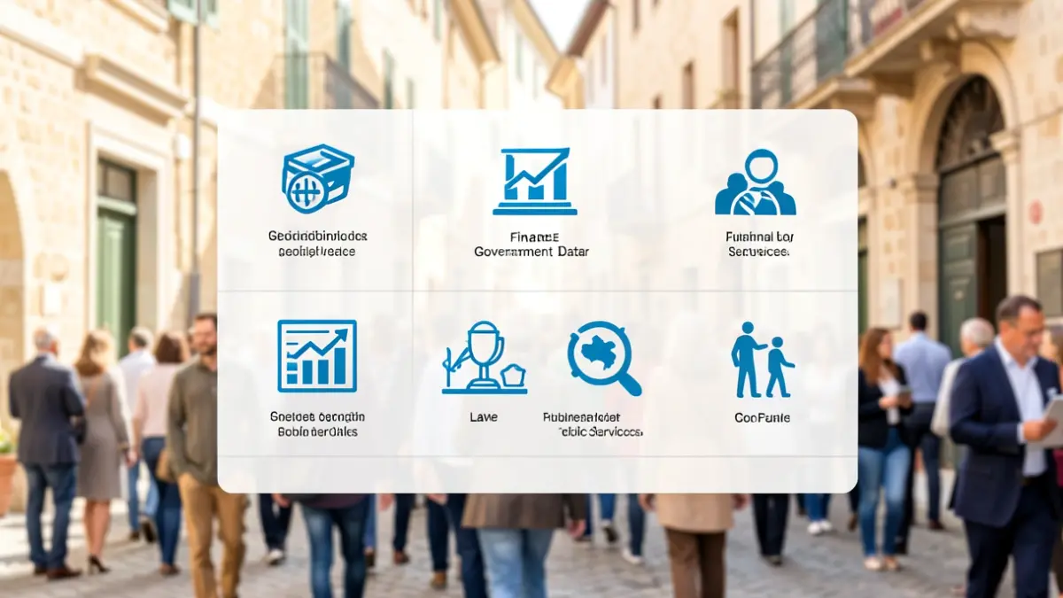 Imagen genérica de un portal digital de transparencia municipal con elementos arquitectónicos mediterráneos.