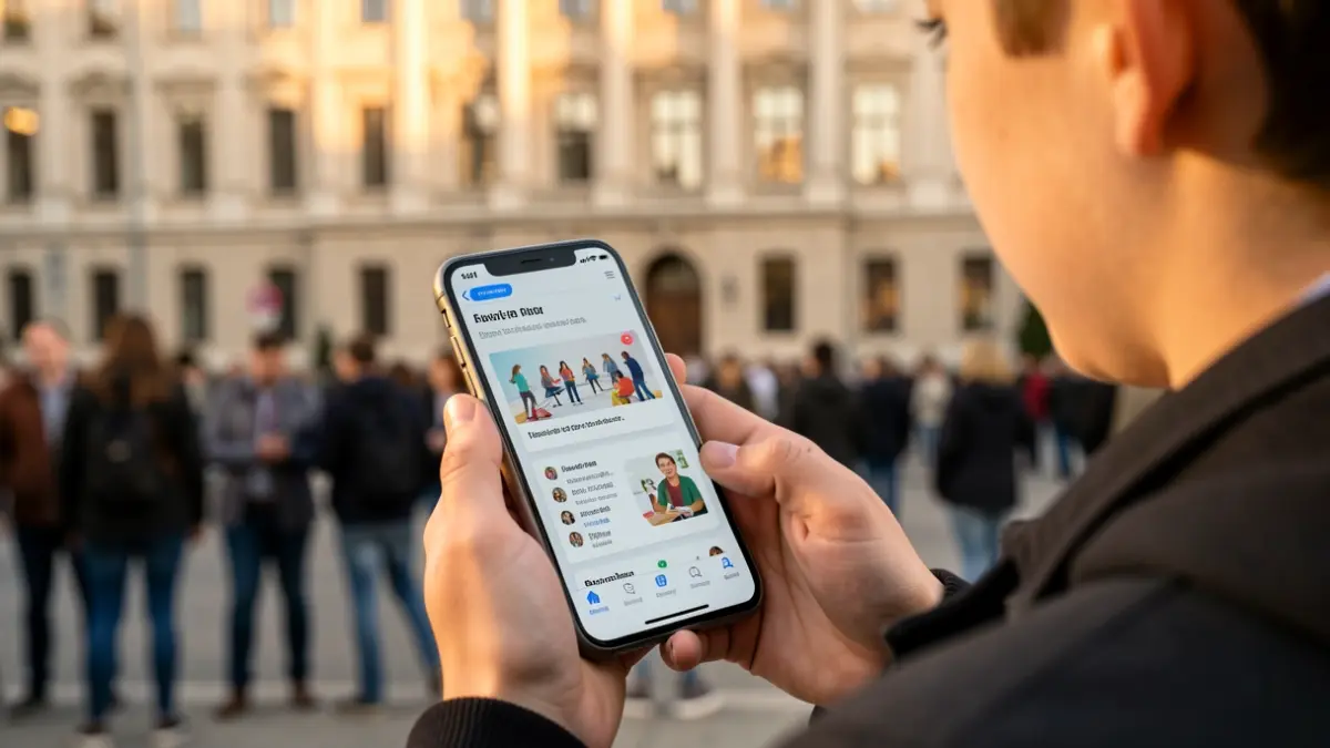 Generic image of young people using a mobile phone with youth information.