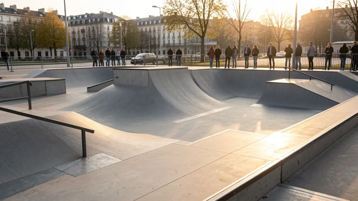 Generic image of a skateboarding park with ramps and obstacles.