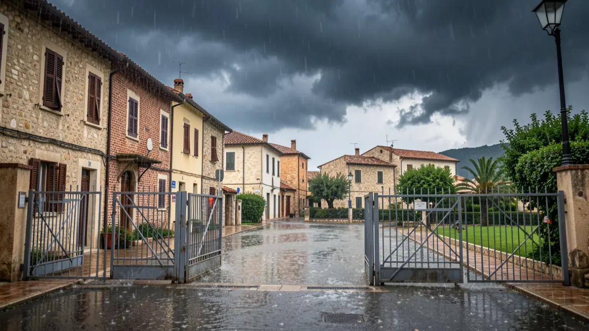 Imatge genèrica de tempesta amb pluja intensa sobre un municipi.