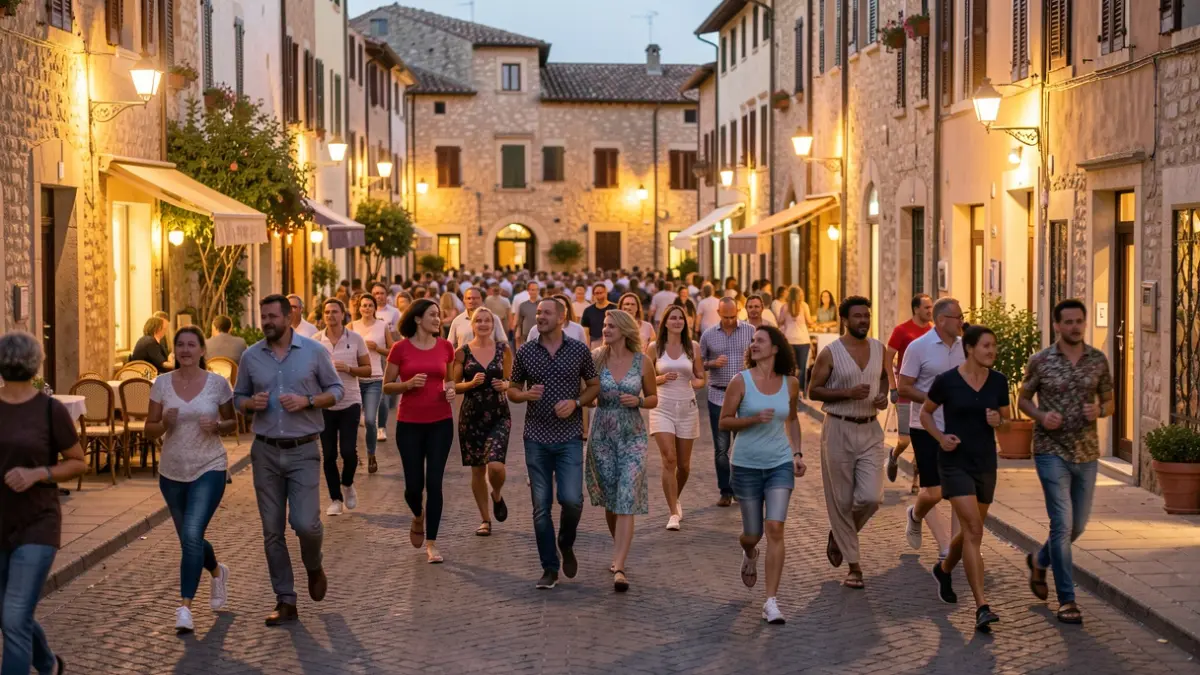 Imatge genèrica de participants corrent i caminant en una prova esportiva solidària al capvespre.