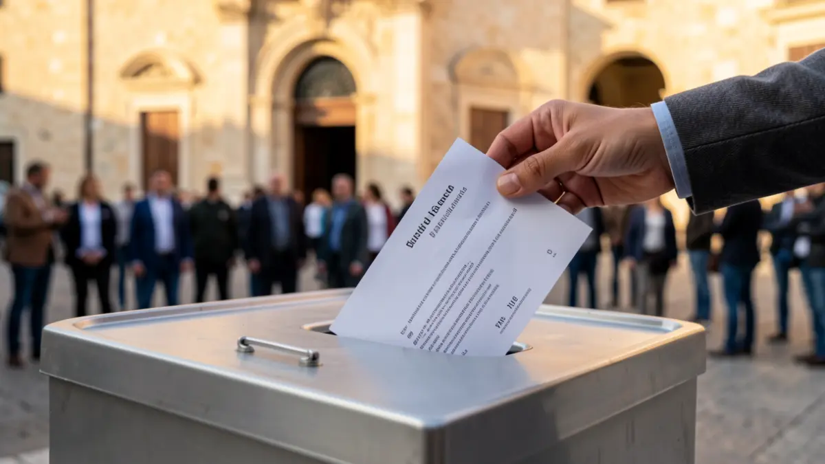 Imatge genèrica d'una urna de votació amb una mà introduint una proposta.