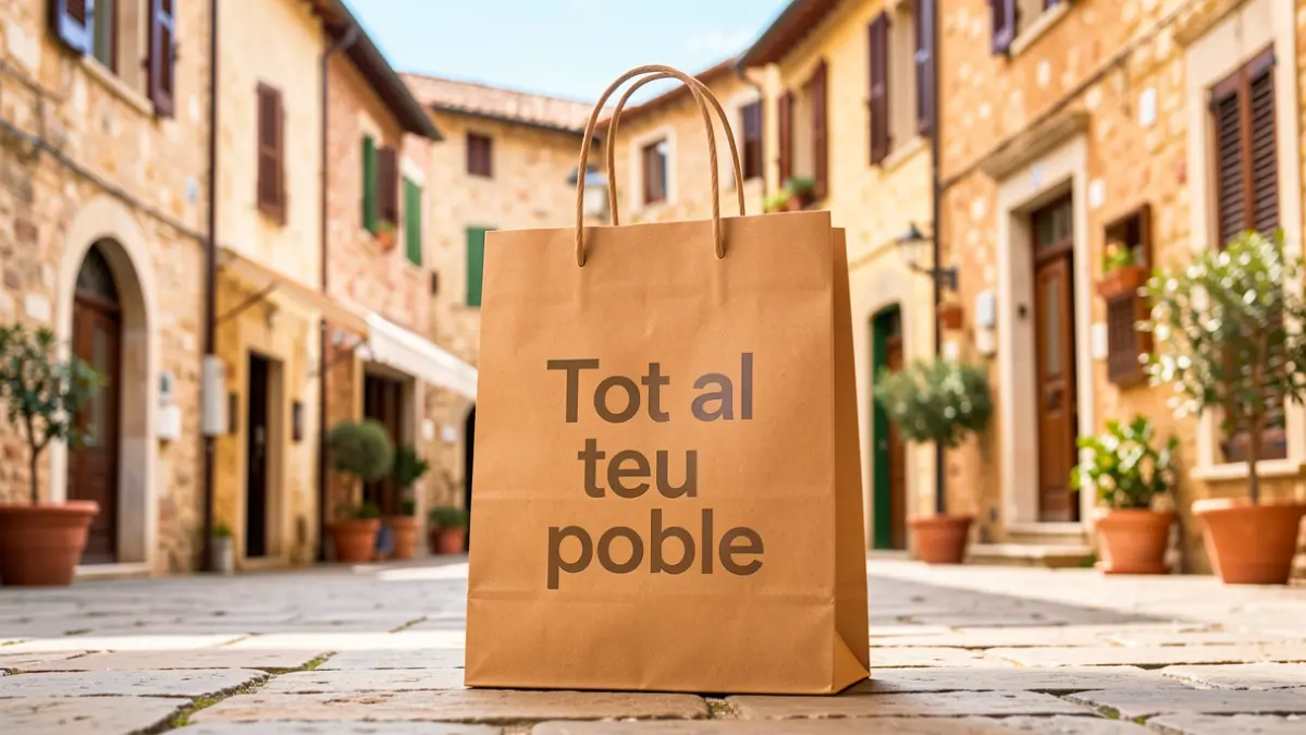 Generic image of a shopping bag with Mediterranean architectural elements.