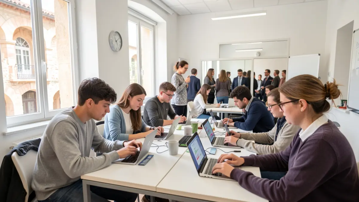 Generic image of students using digital tablets in a modern classroom.