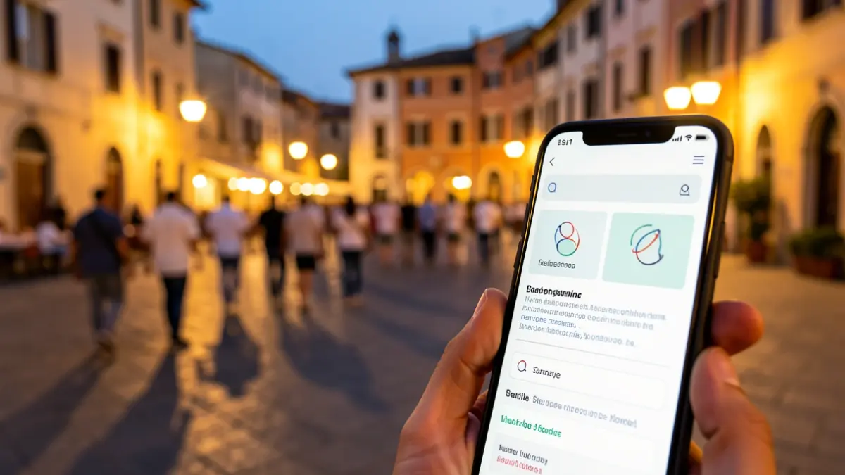 Imatge genèrica d'un telèfon mòbil mostrant un formulari en línia en un entorn urbà.