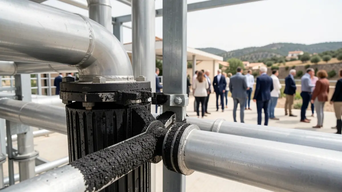 Imatge genèrica de la línia de filtració de carbó actiu d'una planta d'aigua potable.