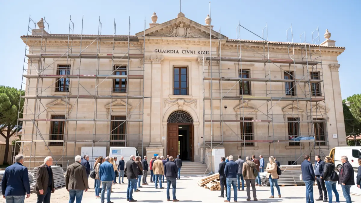 Imagen genérica de la fachada del cuartel de la Guardia Civil de San Vicente del Raspeig durante las obras de reforma.