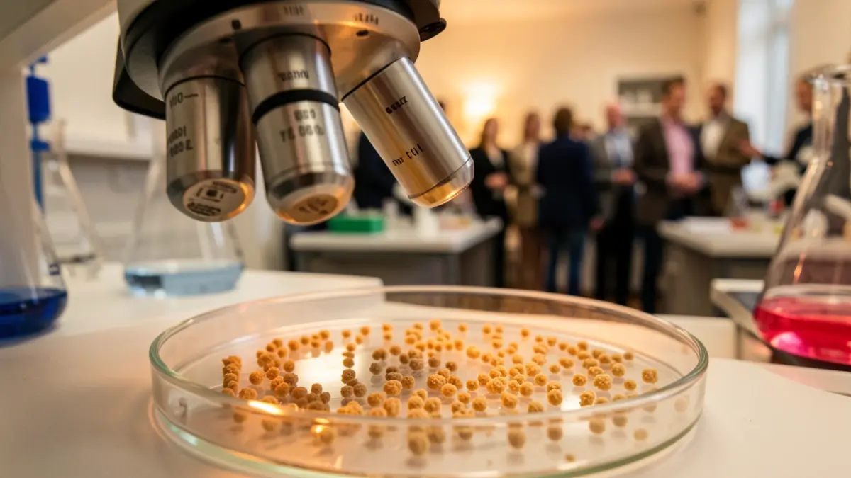 Generic image of a microscope and fungal culture.