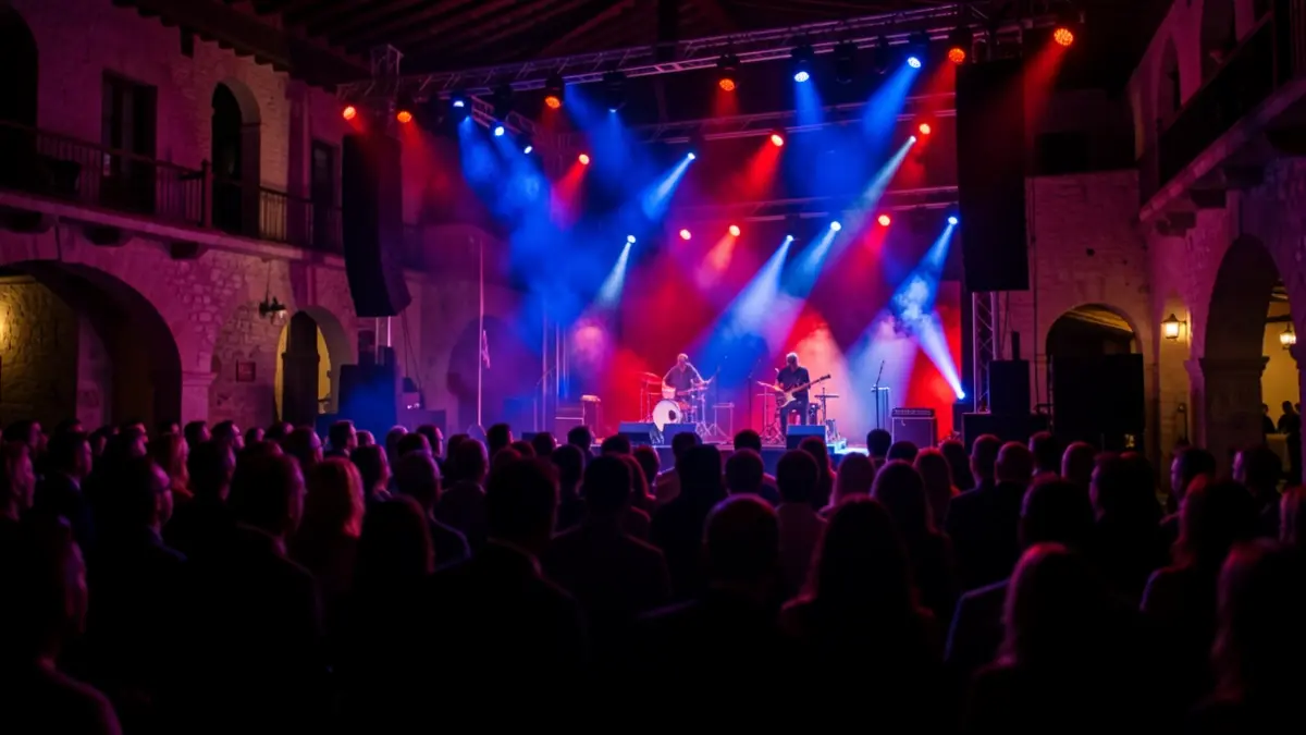 Imatge genèrica d'un concert amb llums i públic borrosos en un ambient íntim.