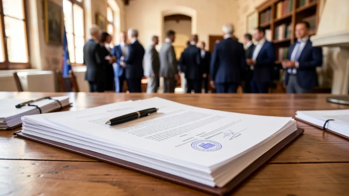 Imatge genèrica de documents oficials i un bolígraf sobre una taula.