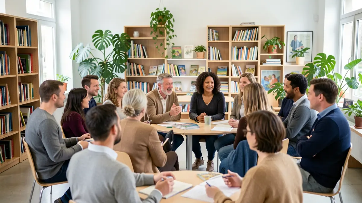 Imatge genèrica de persones participant en un grup de conversa en valencià.