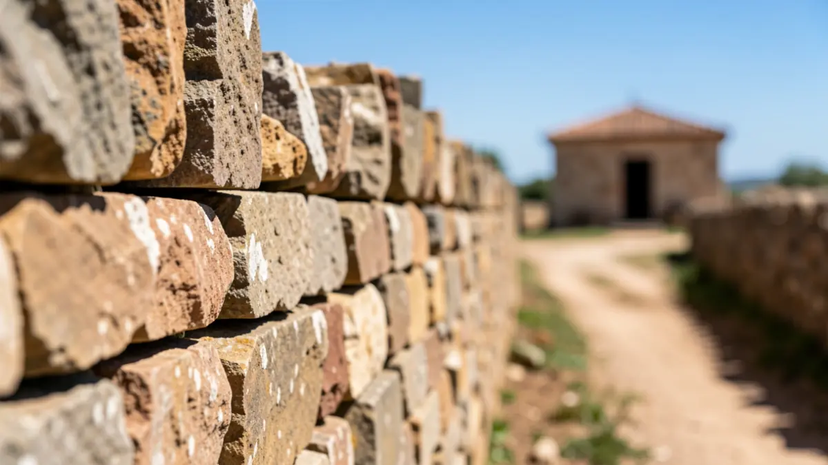 Imagen genérica de la construcción de piedra en seco de un muro rural.