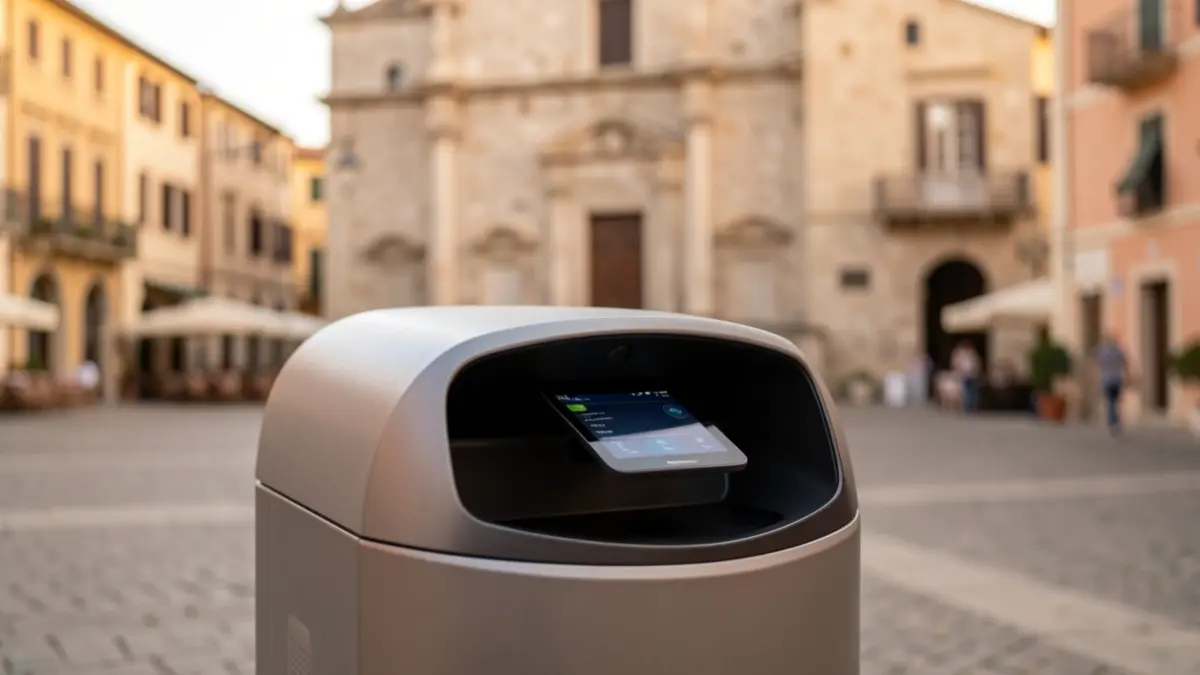 Generic image of a smart waste bin with a card reader.
