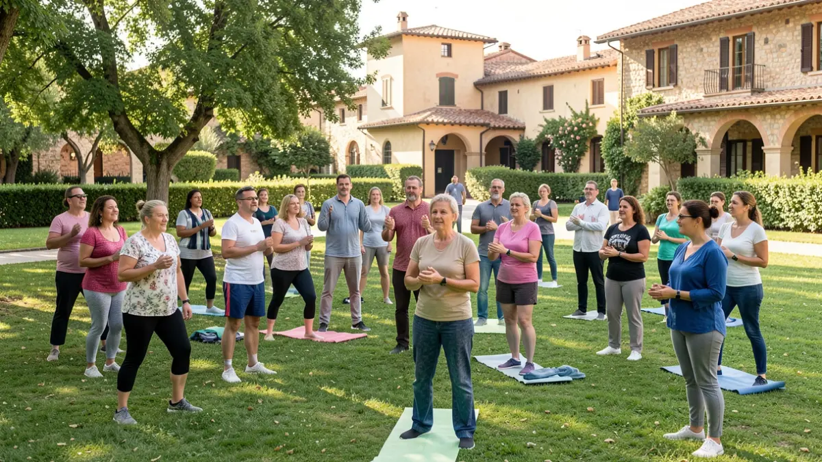 Imatge genèrica d'un grup de persones fent exercici en un parc.