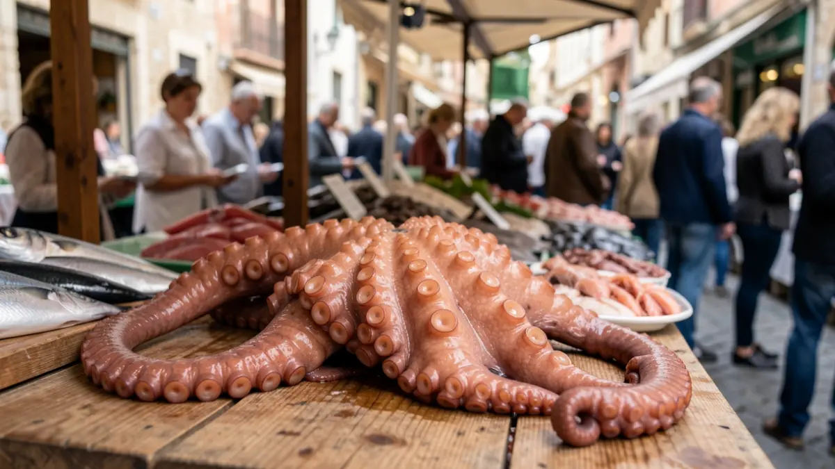 Imatge genèrica d'una festa gastronòmica amb polp i peix.