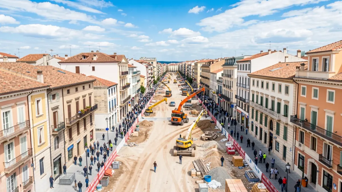 Imagen genérica de una avenida urbana en obras.