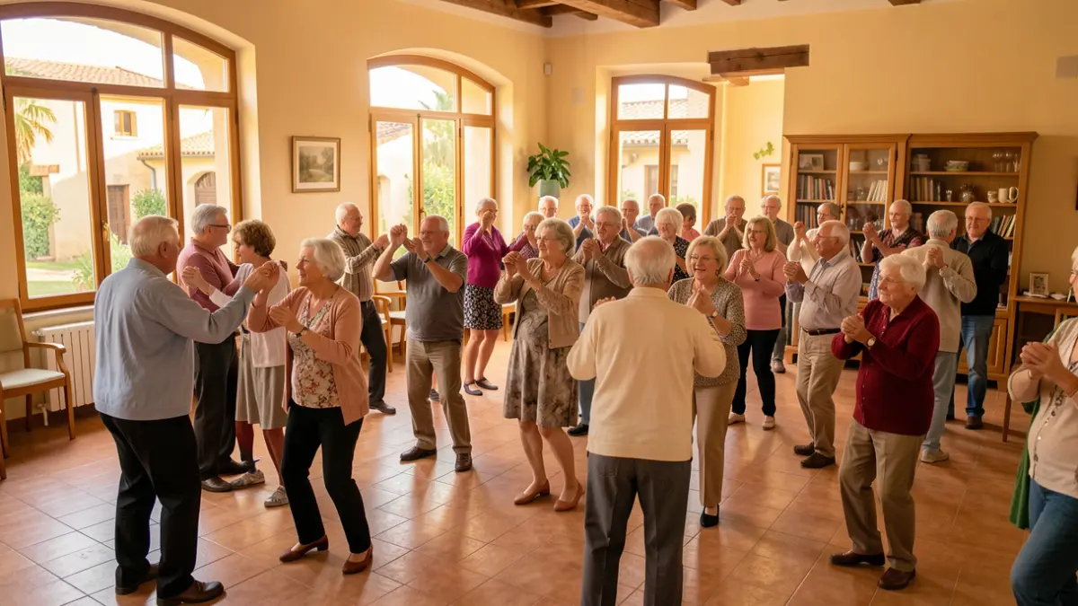 Generic image of a dance class for seniors in a community center.