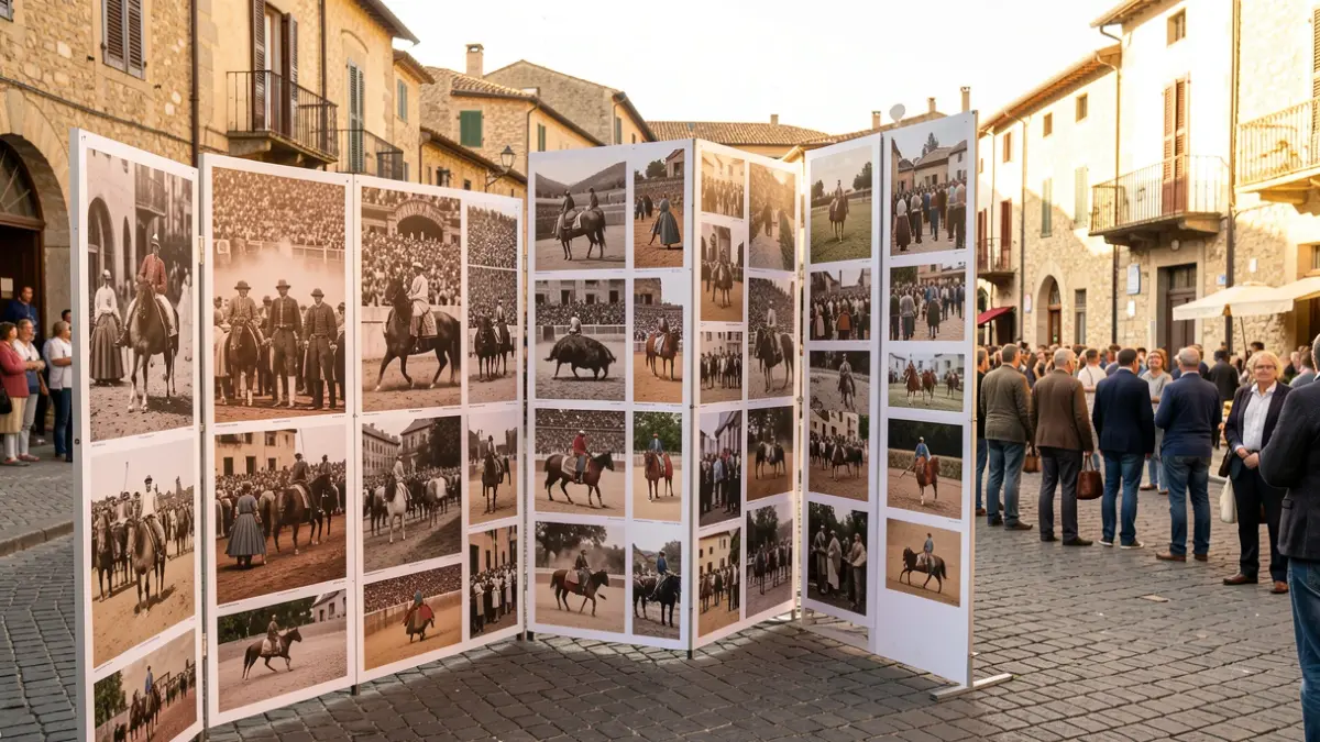 Imagen genérica de una exposición fotográfica al aire libre sobre tauromaquia.