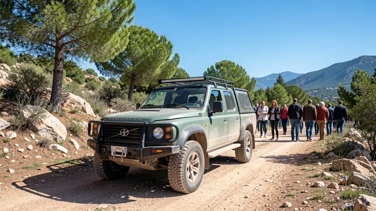 Imatge genèrica d'un vehicle totterreny 4x4 en un entorn rural muntanyós.