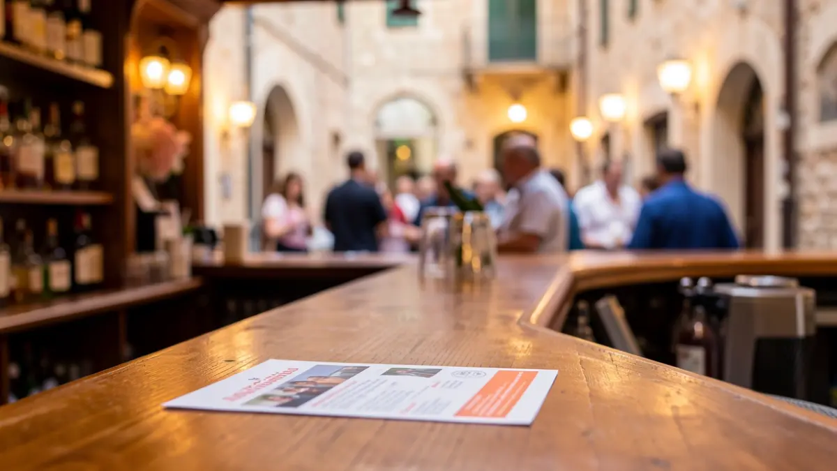 Generic image of a bar counter with preventive information about responsible consumption.