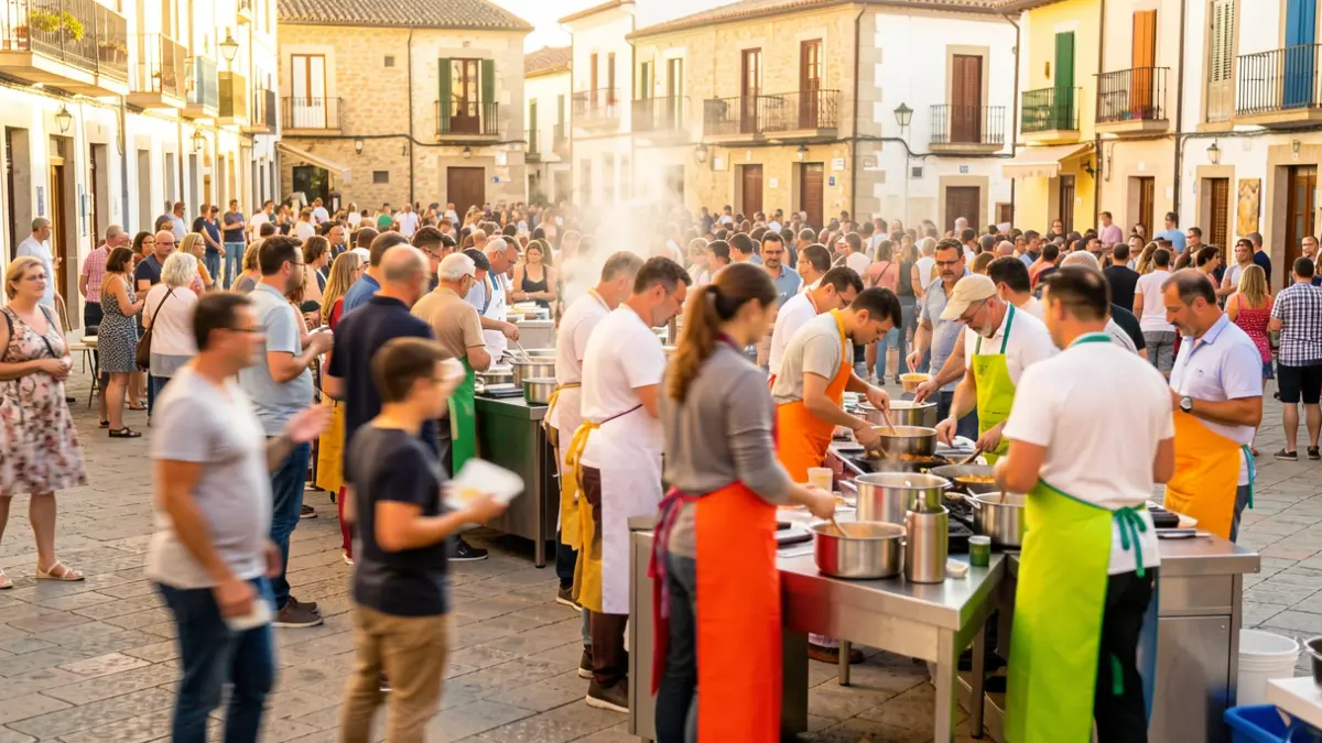 Generic image of a square in Castellon with people watching a cooking competition.