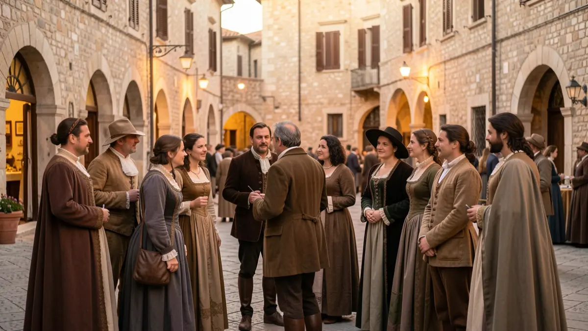 Generic image of a theatrical guided tour in a historic setting.