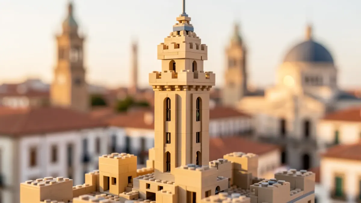 Imatge d'una maqueta feta amb peces de LEGO de la torre del Fadrí de Castelló de la Plana.
