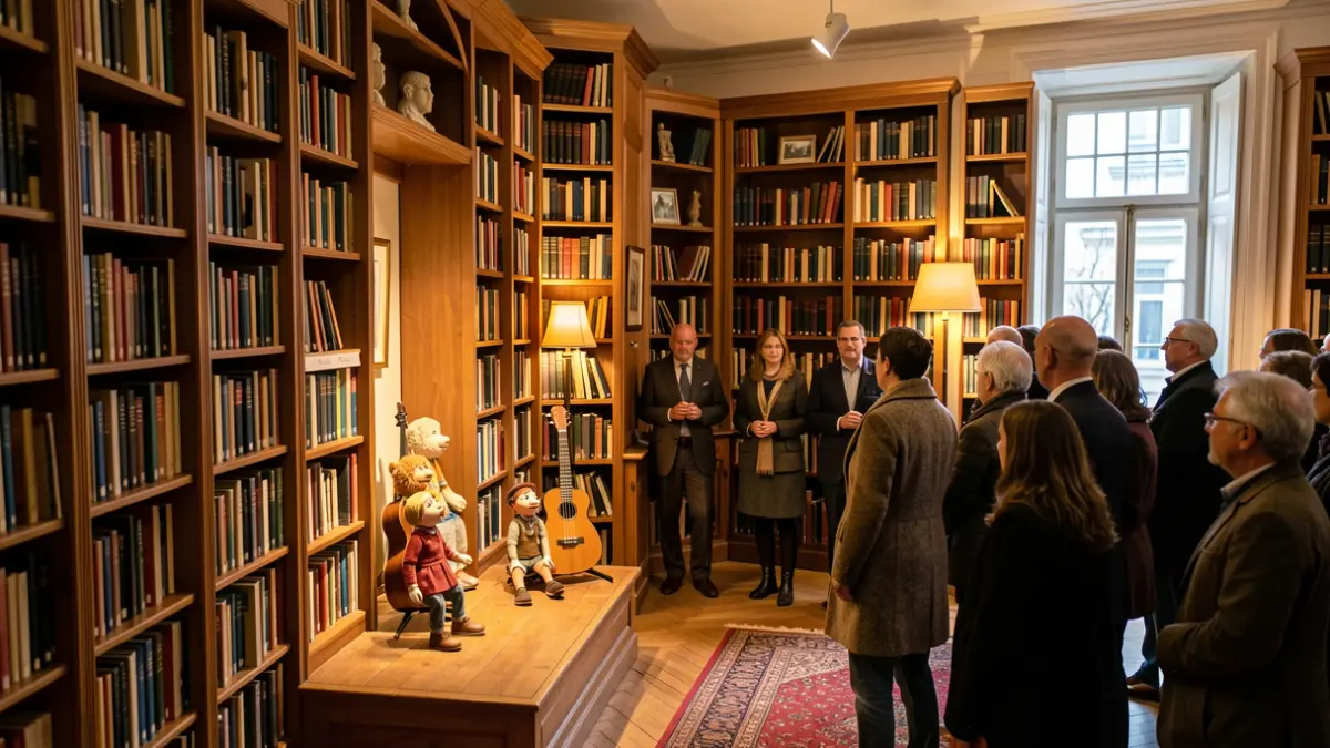 Generic image of a library with books and storytelling elements.