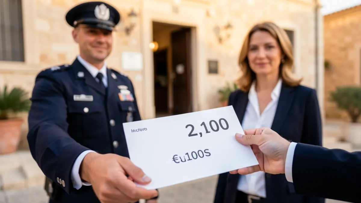 Imagen genérica de un cheque simbólico siendo entregado en un acto oficial.