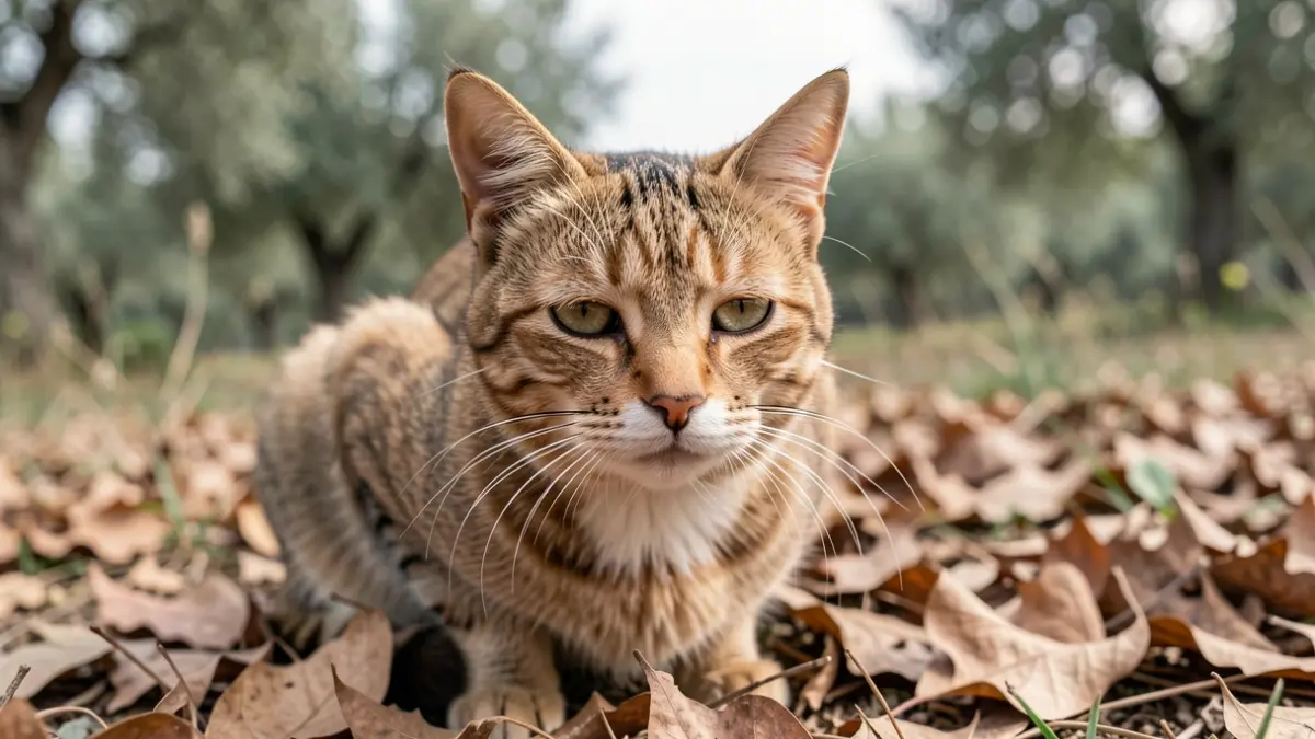Image of an abandoned cat in a natural environment.
