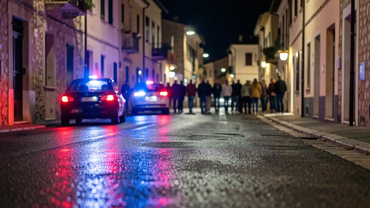 Generic image of police emergency lights reflecting on wet asphalt.