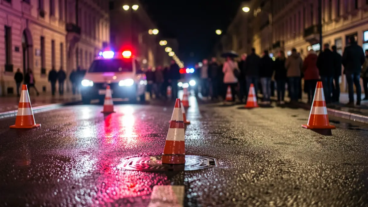 Imatge genèrica de llums d'emergència en una carretera durant la nit.
