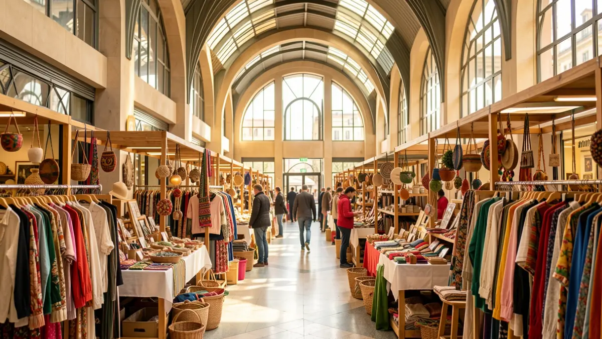 Imagen genérica del interior del Mercado de Colón con puestos de diseño valenciano.