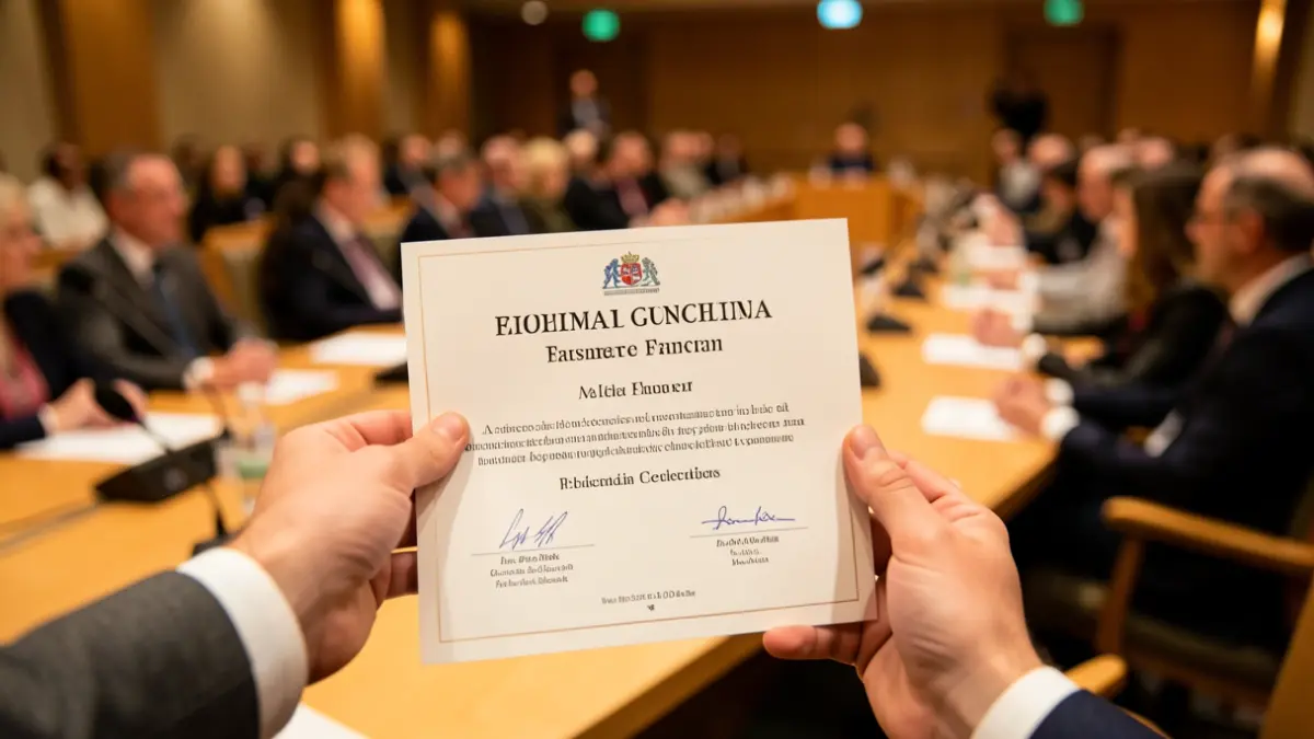 Generic image of an award presented at an official event.