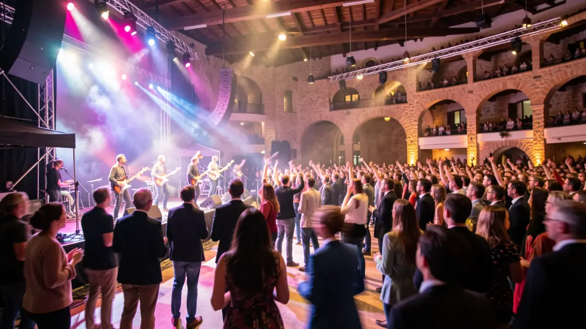 Generic image of a concert with lights and a festive atmosphere.