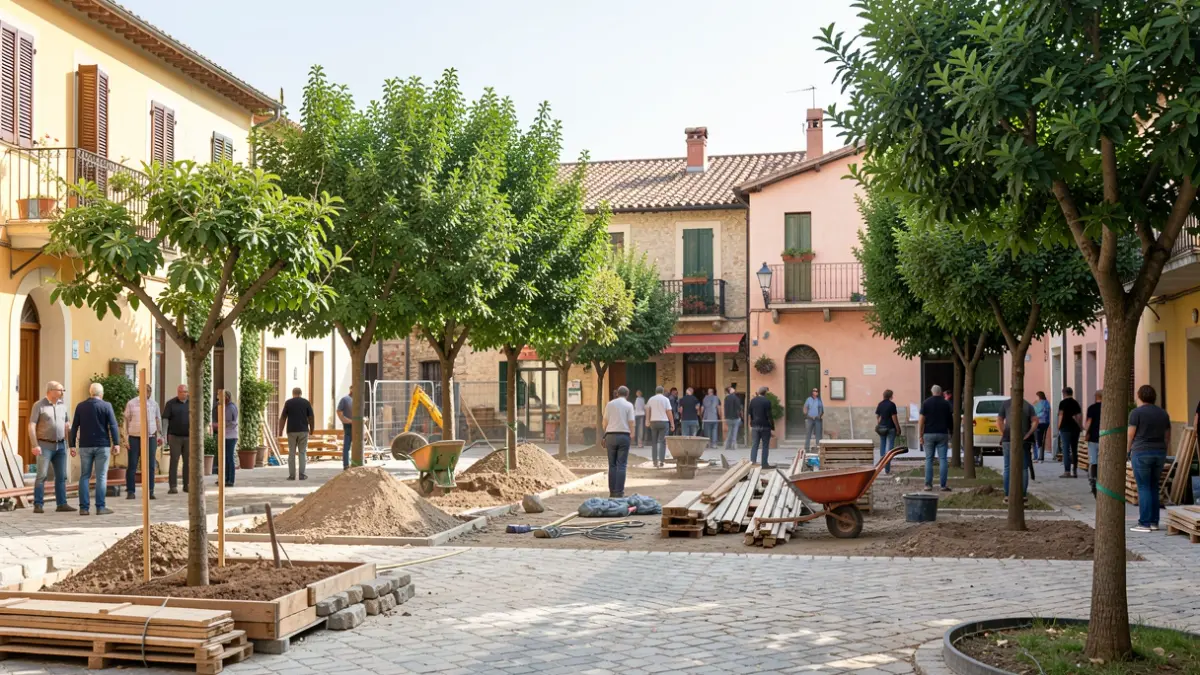 Generic image of public square improvement works with landscaping.