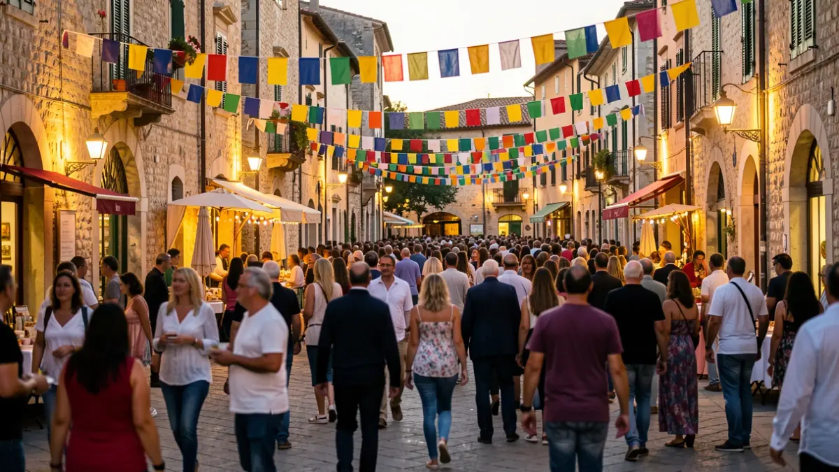 Generic image of a popular festival in a Mediterranean square.