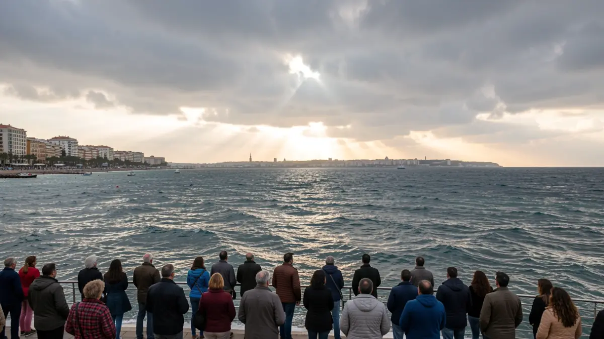Imagen genérica del tiempo en la costa valenciana con nubes y mar movido.