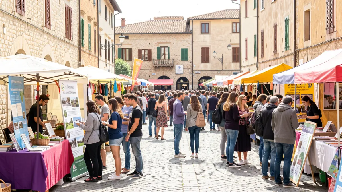 Imatge genèrica d'una fira universitària a l'aire lliure amb estudiants participant.