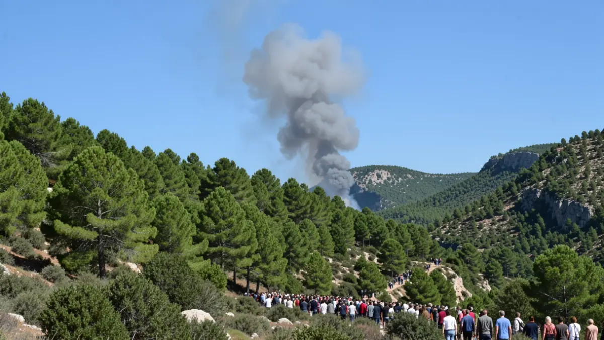 Imatge genèrica de fum d'incendi forestal a la Serra Calderona.