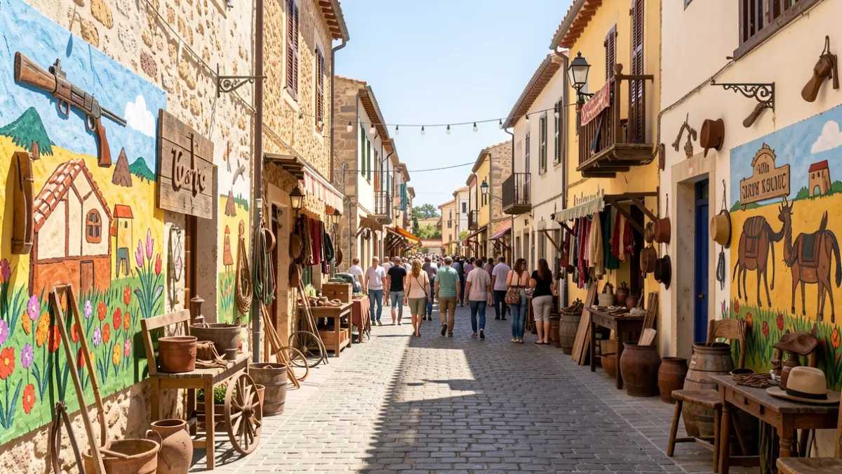 Imagen genérica de una calle decorada con temática del lejano oeste.