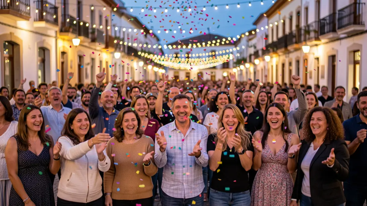 Generic image of a festive celebration with people and confetti.