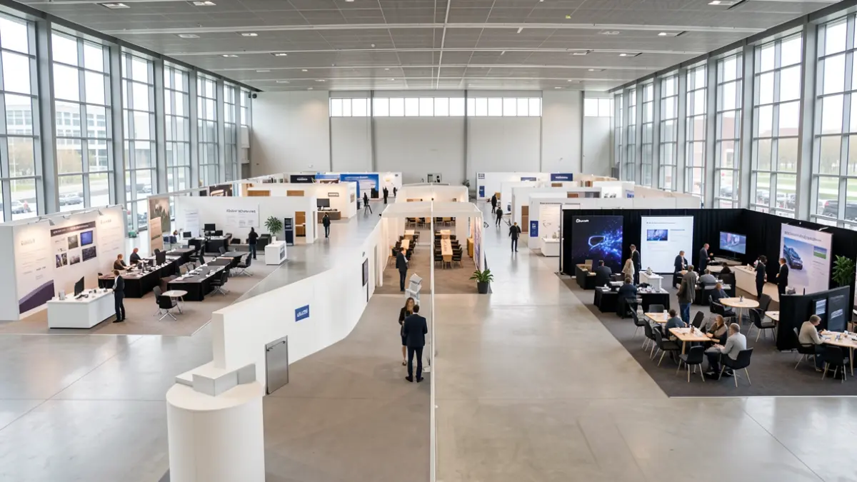 Generic image of a large exhibition center with different spaces for exhibitions and events.
