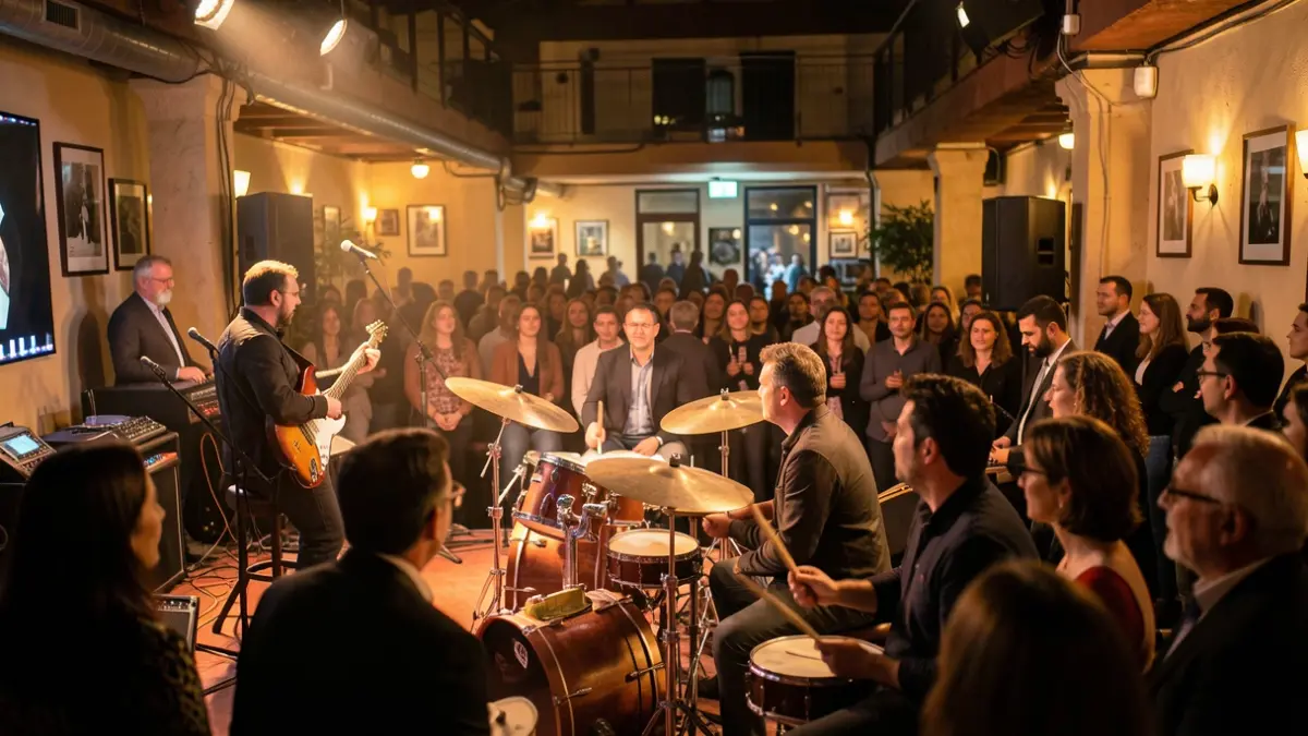 Imatge genèrica d'un local de música a València amb un escenari preparat per a una actuació.