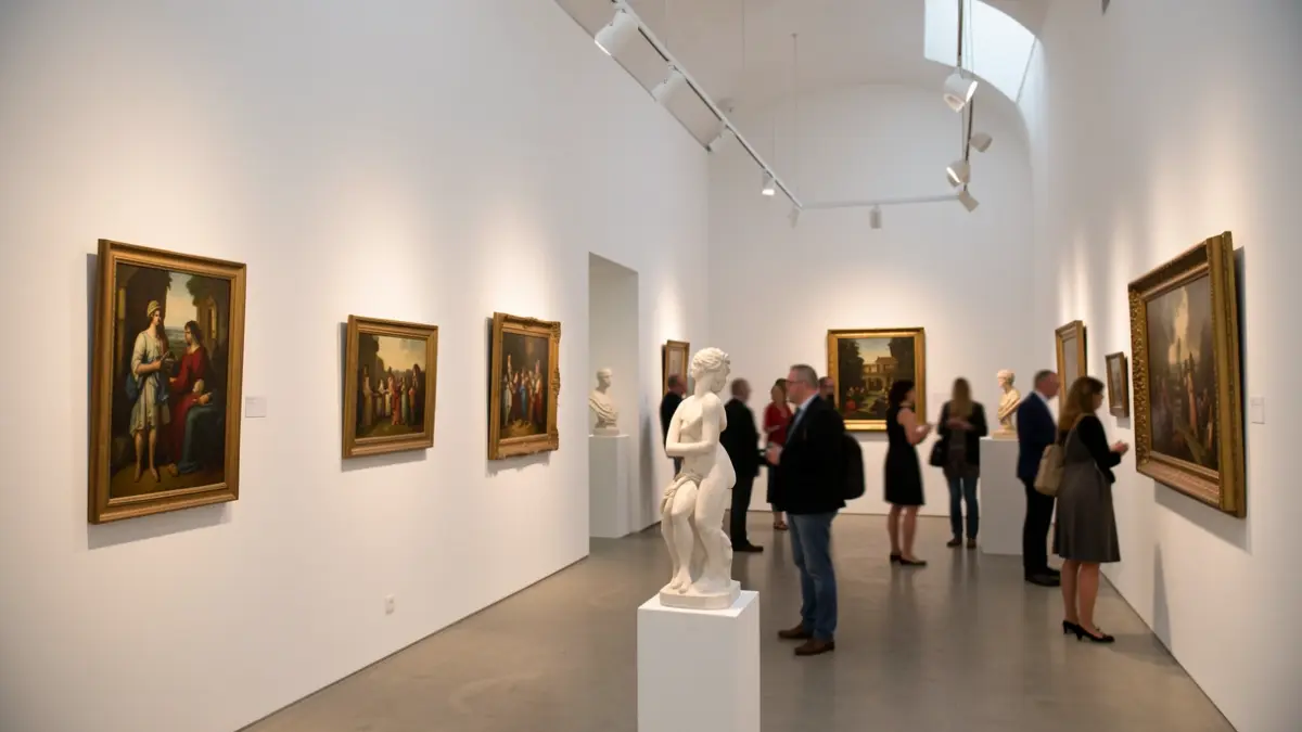 Imagen genérica de una sala de exposiciones de arte contemporáneo con diversas obras expuestas.